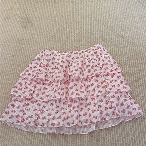 Bonpoint White Mini Skirt with Pink Floral Tiers